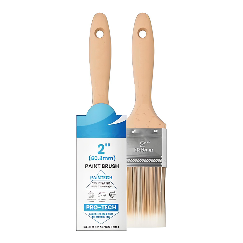 Flat beech hawakan pintura brush